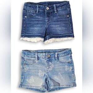 Denim Girls Shorts with Lace and Butterfly Accents